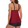 ZYXTIM Womens Athletic 3 Piece Tankini Swimsuits with Shorts Swim Tank Tops with Sports Bra and Boyshorts Bathing Suits A-red view 4