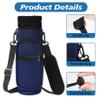 AceTreker 32 oz 40 oz Water Bottle Holder with Strap, Sport Water Bottle Sleeve with 2 Pockets, Neoprene Metal Thermo Bottle Sling Bag for Walking, Hiking, Camping-Navy view 4