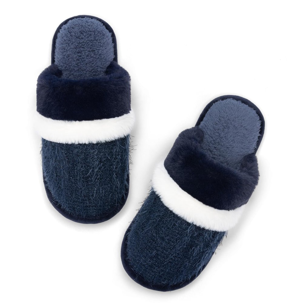 MAXTOP Mens Slippers Cozy Memory Foam Warm House Bedroom Shoes with Anti-Skid Sole Indoor and Outdoor Slippers for Women and Men Size 9 10 Blue