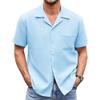 Men's Summer Knit Shirts Fashion Casual Short Sleeve Button Down Shirts Lightweight Breathable Beach Tops (Light Blue,X-Large) view 1