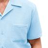 Men's Summer Knit Shirts Fashion Casual Short Sleeve Button Down Shirts Lightweight Breathable Beach Tops (Light Blue,X-Large) view 3