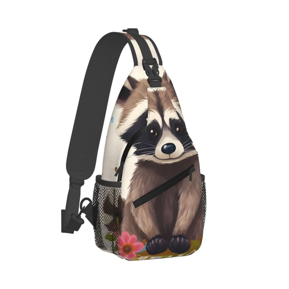 LZQPOEAS Sling Bag for Women Men Cross Chest Bag Raccoon Sling Backpack Crossbody Shoulder Bag Fanny Pack Daypack