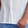 Men's Casual Button Down Shirts Stylish Short Sleeve Striped Shirts Lightweight Breathable Summer Shirt (White,Large) view 4