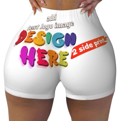 NineFit Basics Custom Yoga Shorts for Women Customize Your Own Image Text Personalized Yoga Shorts Perfect for Daily Activities and As Valentine Day Gifts 2 Sides Print X-Large White