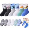 DOSKONI Baby Toddlers Non Slip Socks with Grippers Cotton Crew Gift Grips Socks for Kids Boys Girls 6 Pairs Car, 6-12 Months view 1
