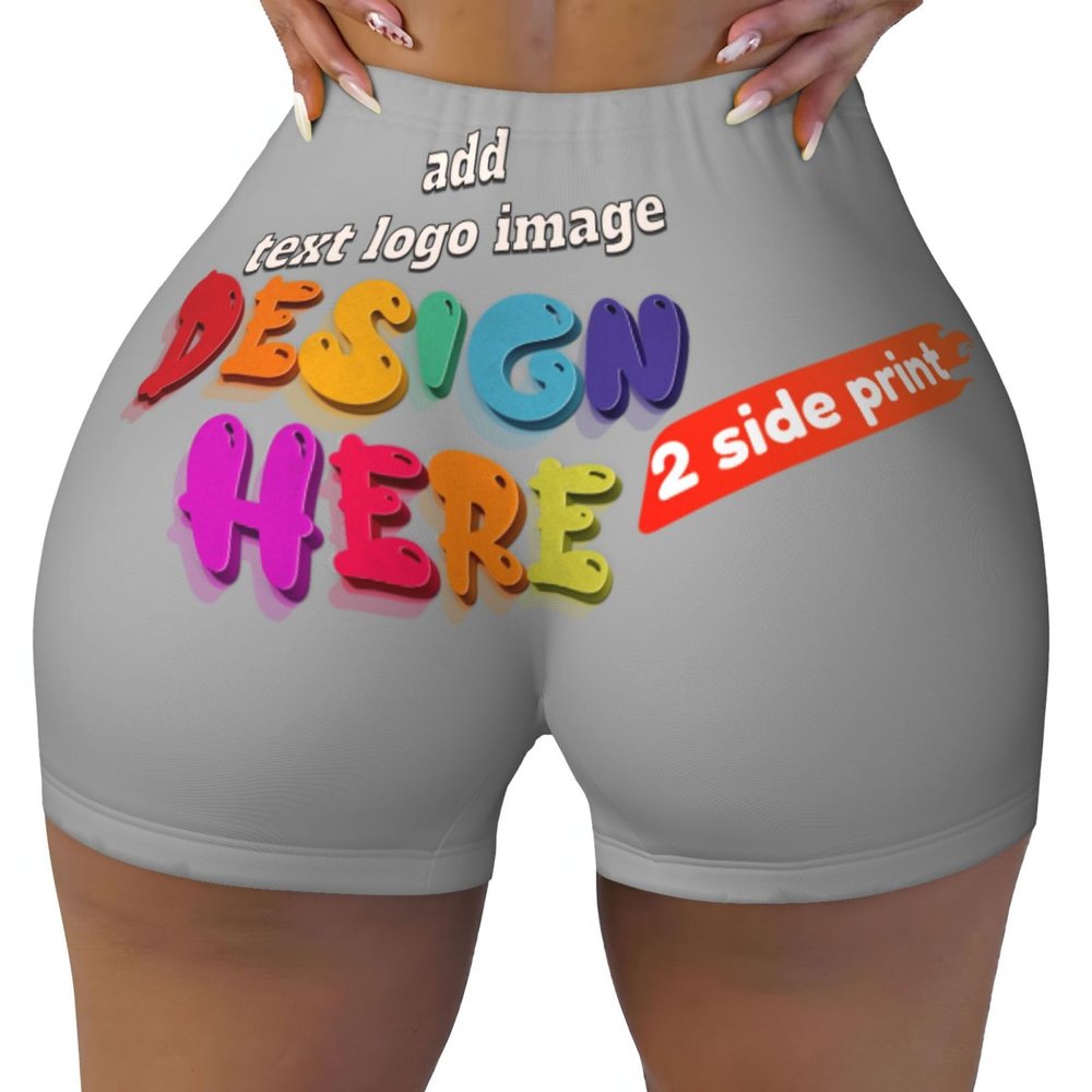 Custom Yoga Shorts for Women Customize Your Own Photos/Text Personalized Womens Workout Shorts Perfect for Daily Activities and As Anniversaries Gifts 2 Sides Print X-Large Gray