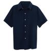 Maiyifu-GJ Men's Summer Cotton Linen Shirts Button Down Short Sleeve Shirts Lightweight Casual Business Dress Shirt (Dark Blue,Small)
