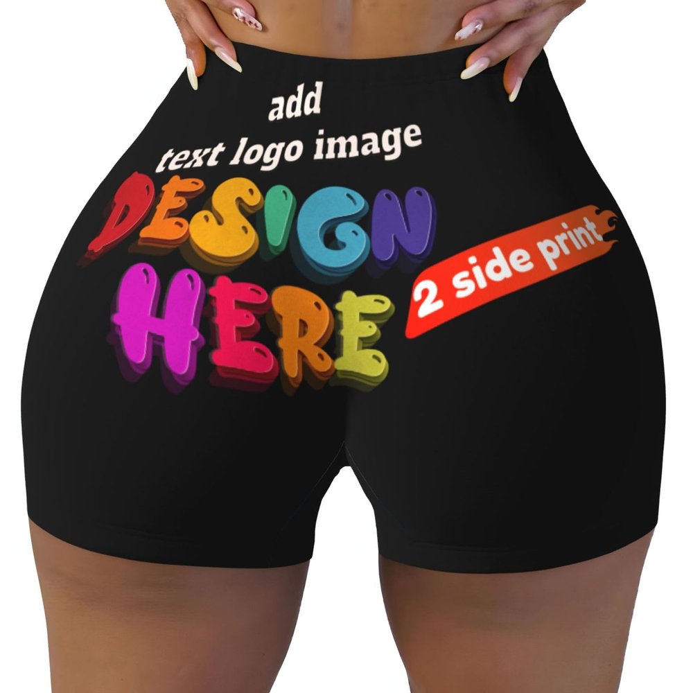 NineFit Basics Custom Yoga Shorts for Women Customize Your Text Personalized Yoga Shorts Perfect for Travel and As Family Birthday Gifts 2 Sides Print X-Large Black