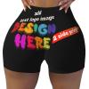 NineFit Basics Custom Yoga Shorts for Women Customize Your Text Personalized Yoga Shorts Perfect for Travel and As Family Birthday Gifts 2 Sides Print X-Large Black view 1