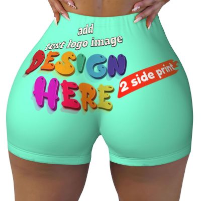 Custom Yoga Shorts for Women Customize Your Own Image Text Personalized Womens Workout Shorts Perfect for Outings Sports and As Family Birthday Gifts 2 Sides Print X-Large Green
