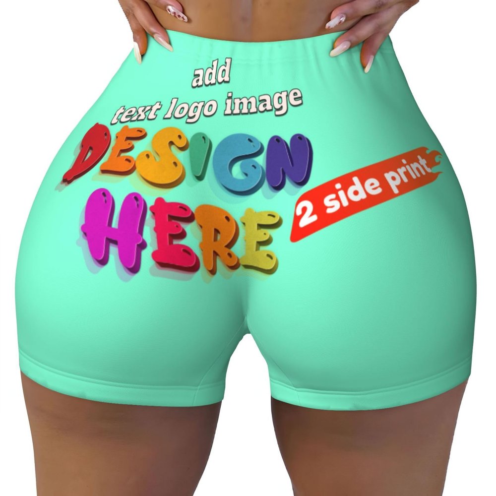 Custom Yoga Shorts for Women Customize Your Own Image Text Personalized Womens Workout Shorts Perfect for Outings Sports and As Family Birthday Gifts 2 Sides Print X-Large Green