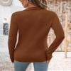 Romanstii Women's Polo Sweater Lightweight Knitwear V Neck Long Sleeves Winter Pullover Tops,Caramel Color,XL view 3