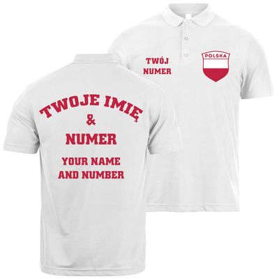 lepni.me Mens Poland Football Polo Shirt Name and Number, Polish Flag Badge Personalised Jersey, European Championship 2024 (3XL White Multi Color)