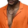 Short Sleeve Button Down Shirts for Men Summer Casual Cotton Linen Shirts Lightweight Breathable Beach Tops (Orange,Medium) view 2