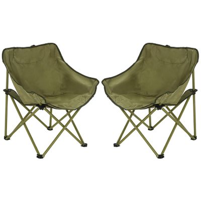 Generic Beach Chairs for Adults Heavy Duty, Compact Portable Lay Flat Lightweight Folding Camping Chair with Backpack Straps and Side Pocket, Support to 300LBS, 2 Pack, Green