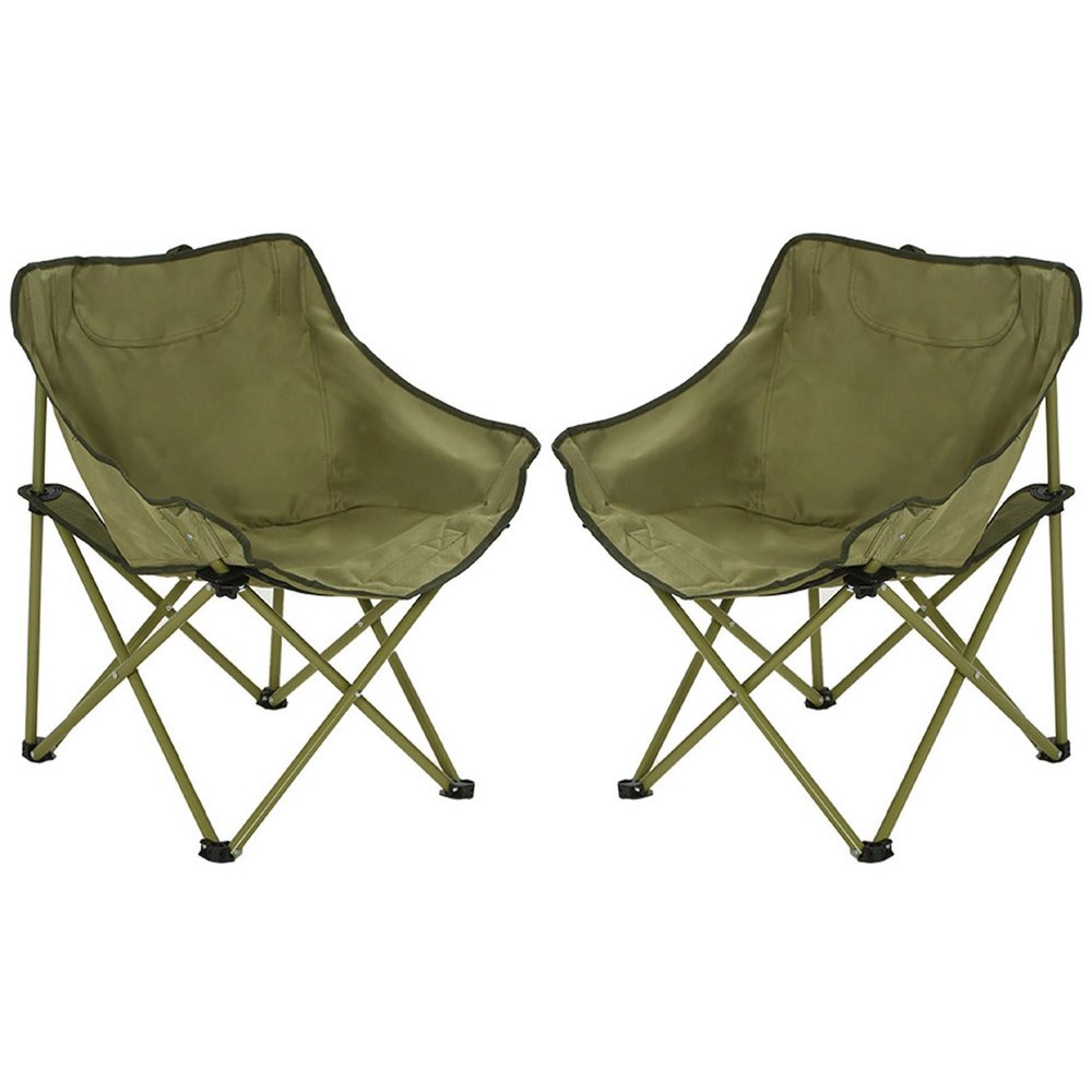 Generic Beach Chairs for Adults Heavy Duty, Compact Portable Lay Flat Lightweight Folding Camping Chair with Backpack Straps and Side Pocket, Support to 300LBS, 2 Pack, Green