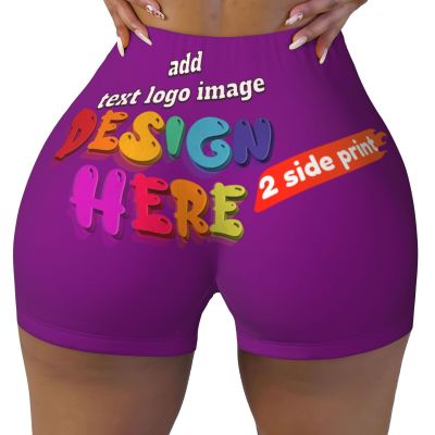 NineFit Basics Custom Yoga Shorts for Women Put Your Image Text On It Personalized Yoga Shorts Perfect for Outdoor Activities and As Valentine Day Gifts 2 Sides Print Large Purple