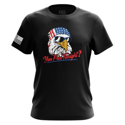 Tactical Pro Supply Patriotic T-Shirts, American Flag Funny Graphic Novelty Shirts for Men, Classic Fit Short Sleeve Tee, Free Tonight, Small, Black