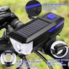 Bike Horn Headlight Solar/USB Dual Charging Bike Horn Light High Brightness Bike Headlight Waterproof Bike Horn Light Ideal for Mountain and Road Night Riding Essential Gear for Night Cycling (Blue) view 2