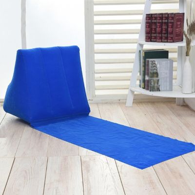 2 Pack Inflatable Beach Mat Lounge Chair Flocking Camping Leisure Lounger with Back Pillow Portable Beach Reclining Lounger Tanning Chair for Lawn Outdoors Camping Picnic Travel ,One Size, Blue Gem