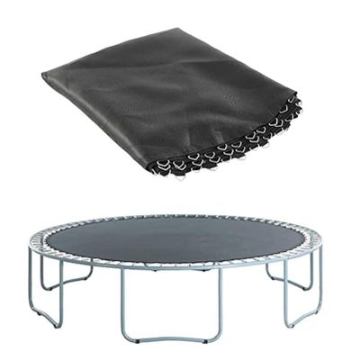 FSDIYU Trampoline Replacement Jumping Mat, 14FT High Elastic Round Trampoline Safety Spring Jumping Mat with V-Rings, Water-Resistant UV Resistant, 14FT(80 Buckle),Black