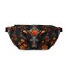 Black Antelope With Flowers Crossbody Waist Bag.Large Capacity, Waterproof And Dustproof, Secure Zipper, Suitable For Travel And Outdoor Activities. view 1