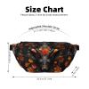 Black Antelope With Flowers Crossbody Waist Bag.Large Capacity, Waterproof And Dustproof, Secure Zipper, Suitable For Travel And Outdoor Activities. view 3