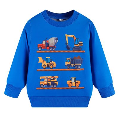 Toddler Boy Sweatshirt Tractor Print Crewneck Cotton Truck Graphic Shirts Kids Lightweight Pullover Tops 7T