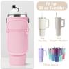 AceTreker Water Bottle Sleeve Bag with Strap for Stanley 30 oz 40 oz Tumbler with Handle, Insulated Travel Cup Sling Holder for Stanley Cup Accessories with Straw Cover-Pink view 2
