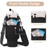 AceTreker Water Bottle Carrier Bag for Stanley 30/40oz Tumbler with Handle, Simple Modern Sling Holder with Strap & 2 Pockets Neoprene Metal Water Bottle Carrying Accessories-Black view 4