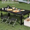 Outdoor Folding Table LargeCarbon Steel Alloy Folding Table, Portable Folding Table, Adjustable Height Table with Carry Handle for Outdoor Indoor Hiking Camp(Green) view 3