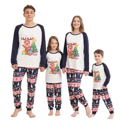 LIONVI Family Matching Christmas Pajamas Set Cotton Xmas Deer Holiday Pajamas Sleepwear Dad Mom Kids PJs (Kids, 12Years,Brown elk)