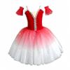 Children's Ballet Skirt, Girls' Dance Dress, Tight Gauze Skirt, Ballet Dancer Costume, Stage Collective Performance Costume (US, Age, 9 Years, 10 Years, Red 2) view 1