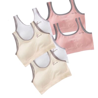 JIULINCC Girls Training Bra,Beginner Bras for Girls with Pads,Teen Bras for Girls Ages (US, Age, 12 Years, 14 Years, Mix Color 6pack)