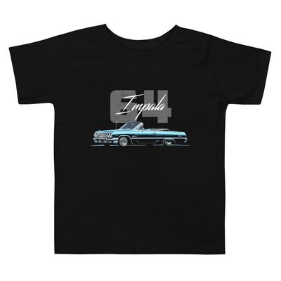 1964 Chevy Impala Blue 2 Door Convertible Lowrider Classic Car Toddler Short Sleeve Tee