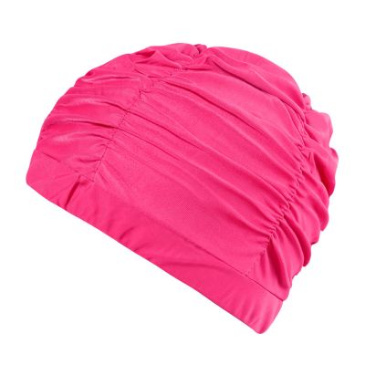 YPBEW Fabric Swimming Caps for Women Man Pleated Elastic Comfort Bathing Caps Keep Hairstyle Unchanged Nylon Cloth Swim Caps