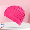 YPBEW Fabric Swimming Caps for Women Man Pleated Elastic Comfort Bathing Caps Keep Hairstyle Unchanged Nylon Cloth Swim Caps view 3