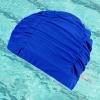 YPBEW Fabric Swimming Caps for Women Man Pleated Elastic Comfort Bathing Caps Keep Hairstyle Unchanged Nylon Cloth Swim Caps view 4