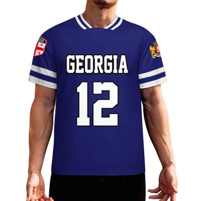 Flag of Georgia Men's Football Jersey Basketball Jersey Short Sleeve Casual T-Shirt 4XL