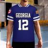 Flag of Georgia Men's Football Jersey Basketball Jersey Short Sleeve Casual T-Shirt 4XL view 2