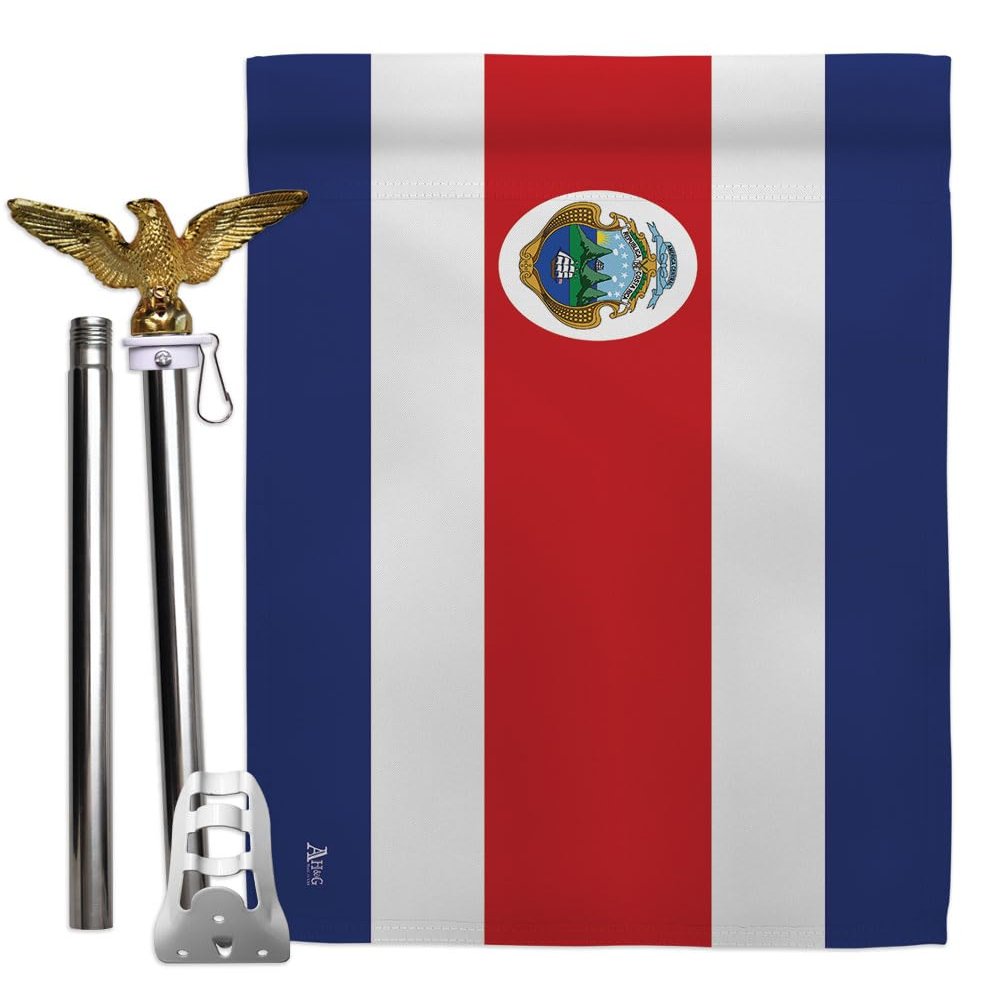 Copa America 2024 Costa Rica Flag Eagle Pole Kit Bandera para Costa Rican Decor Stand Set FIFA Sports Fan Gifts World Cup 2026 Wall Tapestry Football Soccor League Patriotic Decorations Made in USA