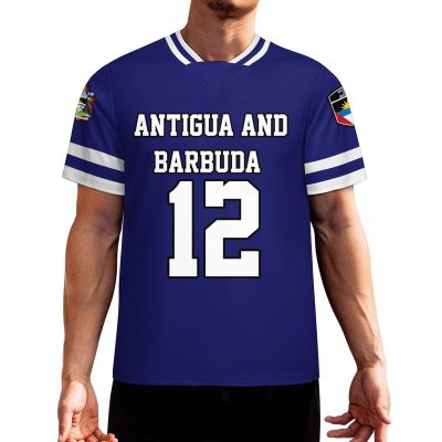 Flag of Antigua and Barbuda Men's Football Jersey Basketball Jersey Short Sleeve Casual T-Shirt L