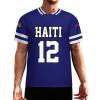 Vafogehu Flag of Haiti Men's Football Jersey Basketball Jersey Short Sleeve Casual T-Shirt L view 1