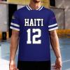 Vafogehu Flag of Haiti Men's Football Jersey Basketball Jersey Short Sleeve Casual T-Shirt L view 2
