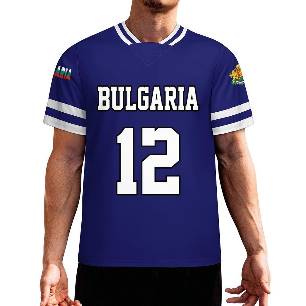 Vafogehu Flag of Bulgaria Men's Football Jersey Basketball Jersey Short Sleeve Casual T-Shirt 2XL