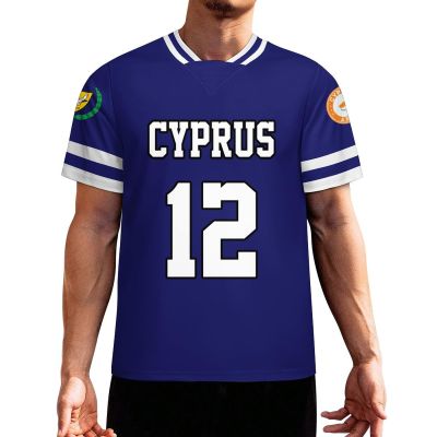 Vafogehu Flag of Cyprus Men's Football Jersey Basketball Jersey Short Sleeve Casual T-Shirt 3XL