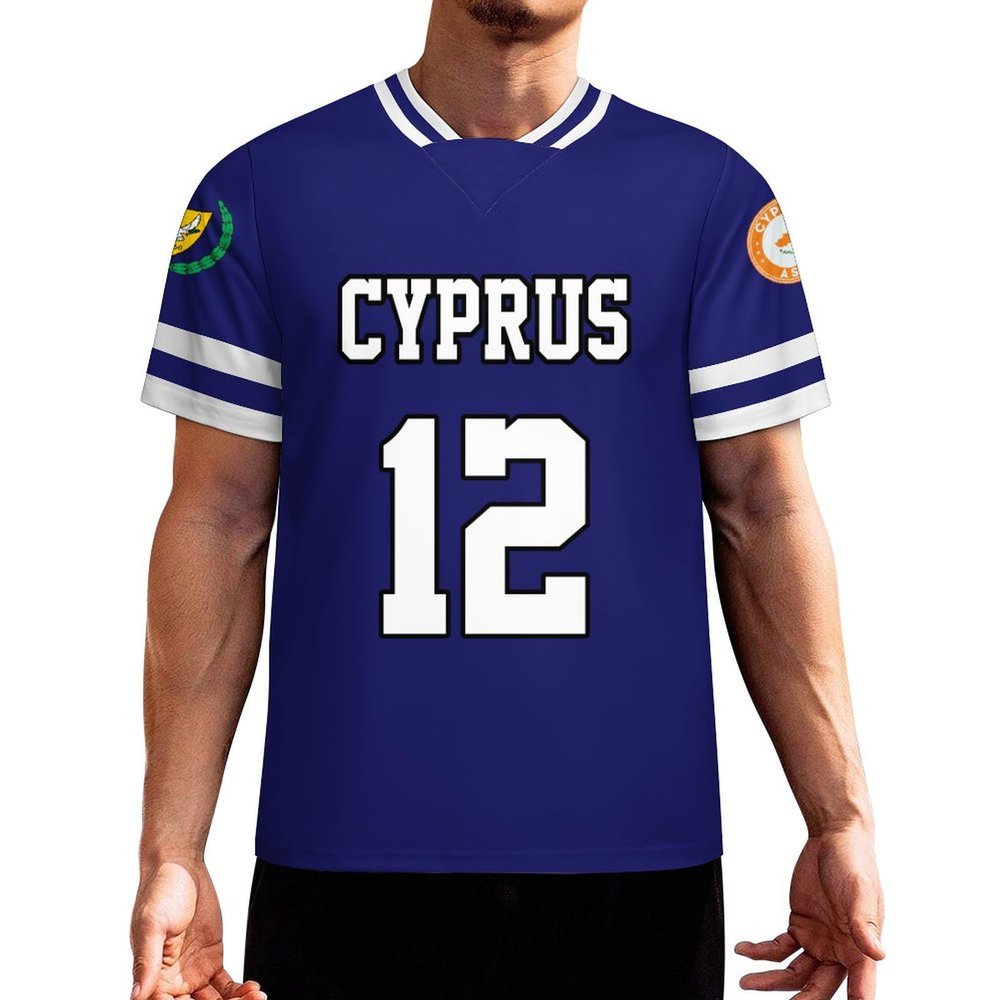 Vafogehu Flag of Cyprus Men's Football Jersey Basketball Jersey Short Sleeve Casual T-Shirt 3XL