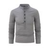 LUORUAN Men's Casual Long Sleeve Shirt Classic Plaid Button Tees Summer Beach T-Shirts Band Collar Vacation Tops Dark Gray view 1