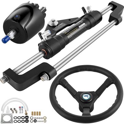 ECILKUC Hydraulic Steering Kit 300HP, Hydraulic Boat Steering Kit Helm Pump, Hydraulic Boat Steering Kit without Hydraulic Steering Hose for Boat Steering System, black