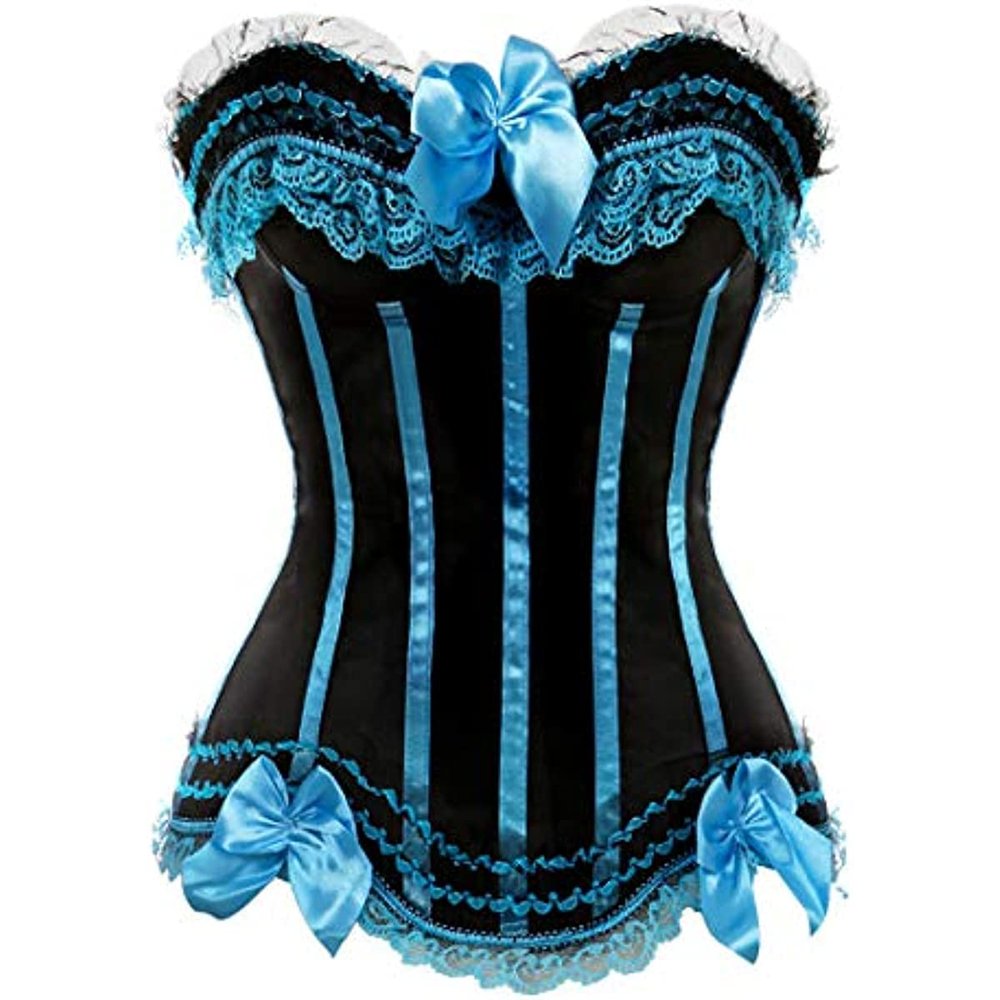 ADELCE Plus Size Corset Top for Women Bustier Lace up Gothic Lingerie Burlesque Costume Dress Sky Blue 3XL